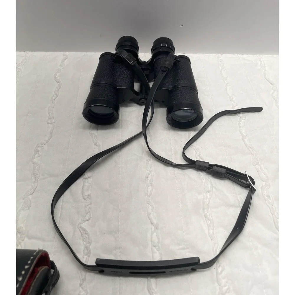 Vintage Crown Binoculars Coated Optics 7x35 With Leather Case